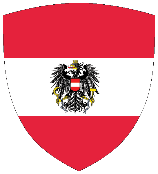 Österreich | Flagge -wappenförmig