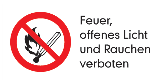 Verbotszeichenaufkleber Alt .057- Feuer, Offenes Licht Und Rauchen ...